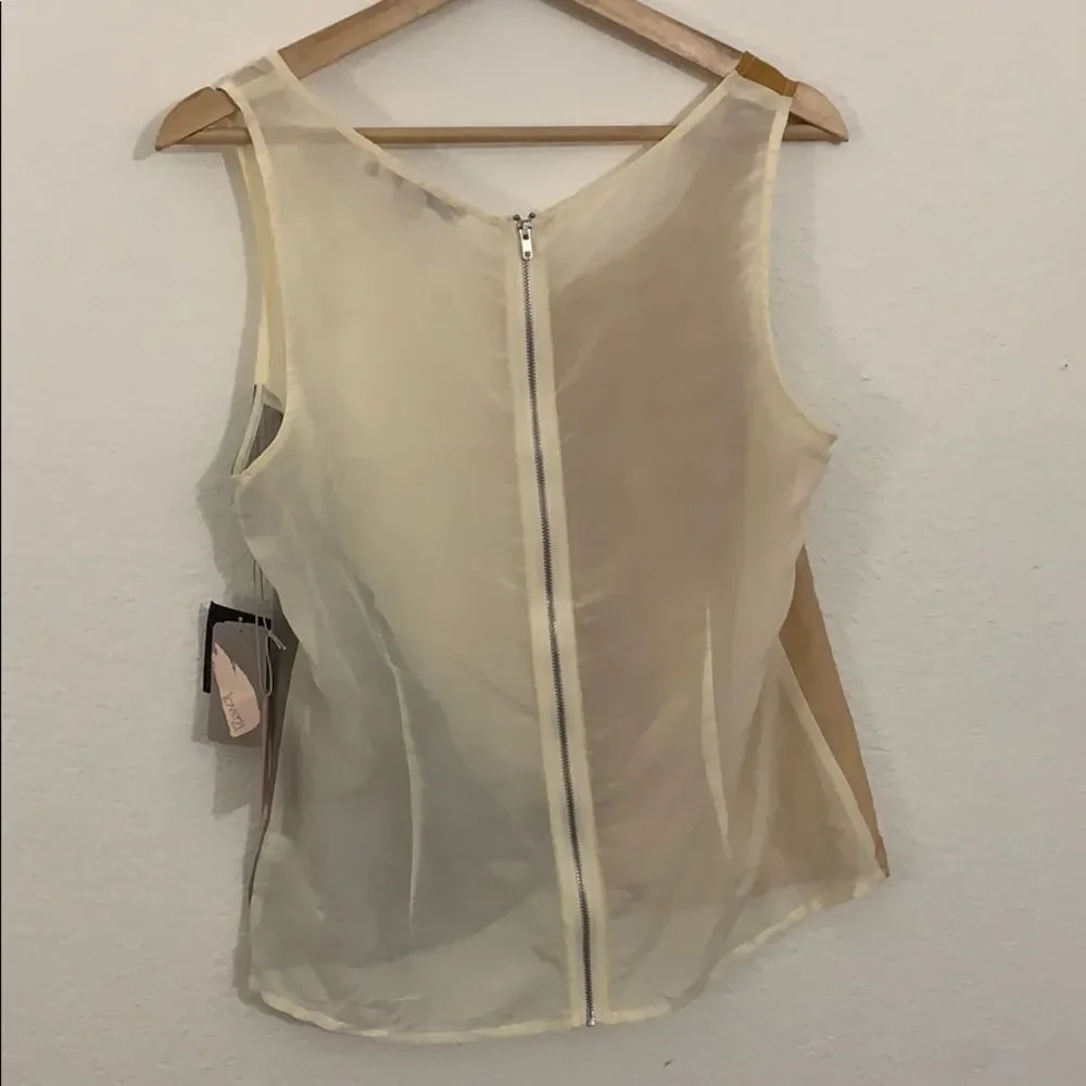 NWT Y2K Forever21 silk blend nude/bronze/cream top-S_6